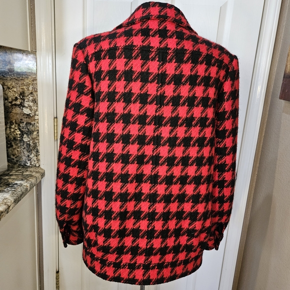Pendleton Red and Black Wool Houndstooth Jacket Size 10 - Picture 4 of 14